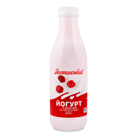 Йогурт Яготинський з вишнею та черешнею 1,5%, пляшка