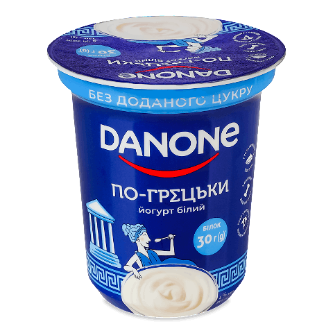 Йогурт Danone По-грецьки білий без доданого цукру 4%, стакан
