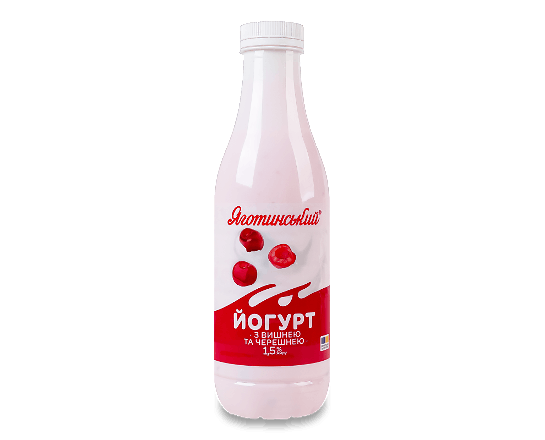 Йогурт Яготинський з вишнею та черешнею 1,5%, пляшка