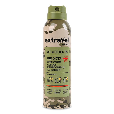 Аерозоль Extravel Military від літаючих комах, кровосисних комах і кліщів
