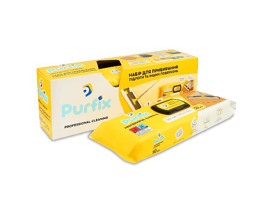 Набір для прибирання Purfiх швабр+серв вологі 50шт