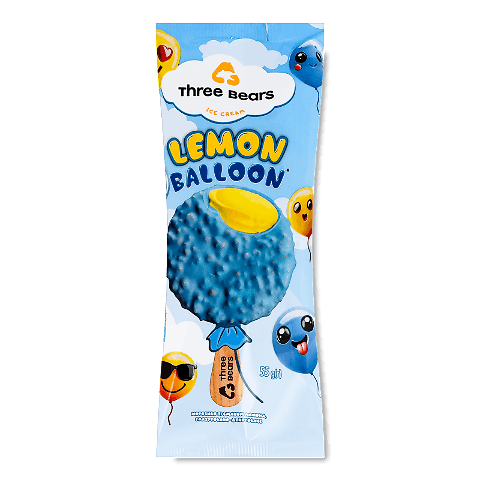 Морозиво Три ведмеді lemon Balloon у глазурі на паличці