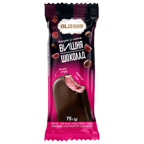 Морозиво Blissini вишня шоколад в конд глазурі 10%