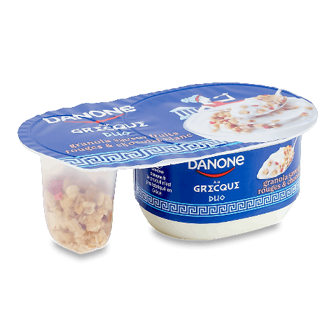 Йогурт Danone «По-грецьки» ягоди-гранола- білий шоколад 7%