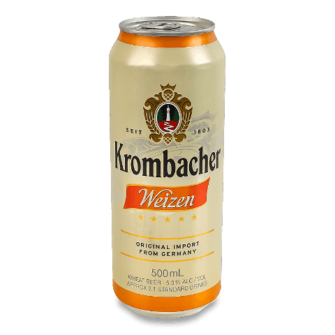 Пиво Krombacher Weizen пшеничне світле нефільтроване з/б
