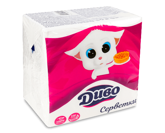 Серветки Диво одношарові білі 33х33 см