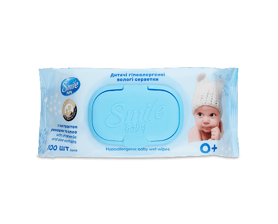 Серветки вологі Smile Baby з екстрактом ромашки та алое