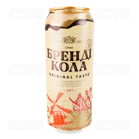 Напиток слабоалкогольный Оболонь Бренди-Кола, 8%, ж/б, 0,5 л