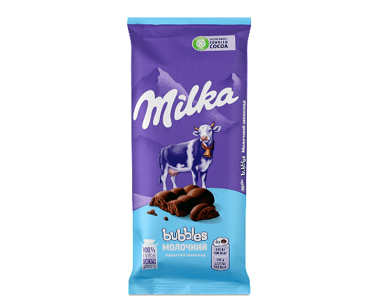 Шоколад молочний Milka Bubbles пористий