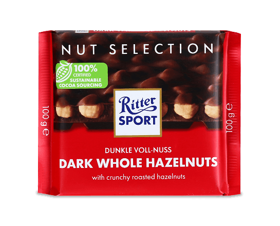 Шоколад темний Ritter Sport з цільними лісовими горіхами