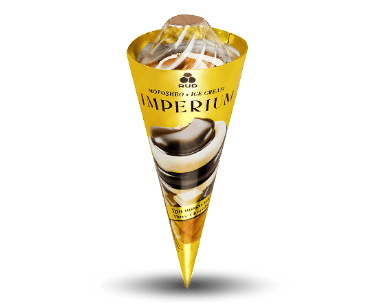 Морозиво Рудь Imperium Три шоколади пломбір у ріжку