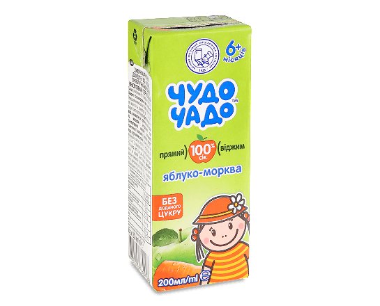 Сік «Чудо-Чадо» яблуко-морква прямий віджим