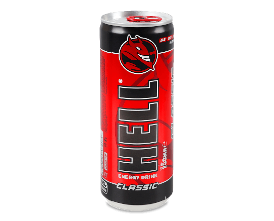 Напій енергетичний Hell зі смаком фруктів асорті безалкогольний сильногазований з/б