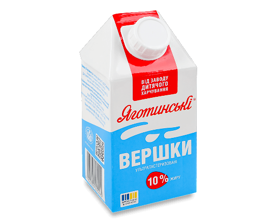 Вершки ультрапастеризировані Яготинські 10%