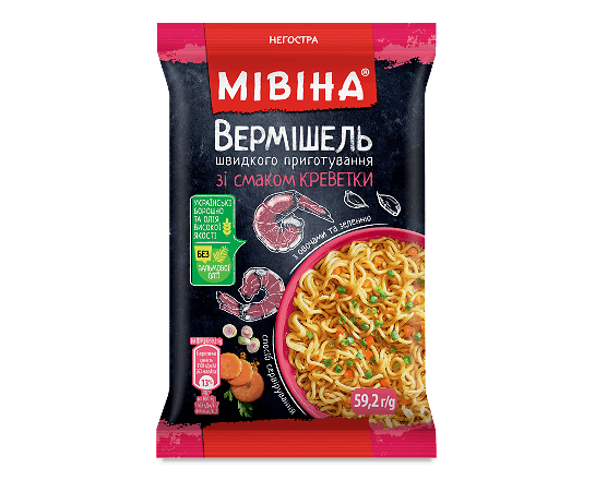 Вермішель Мівіна зі смаком креветки не гостра