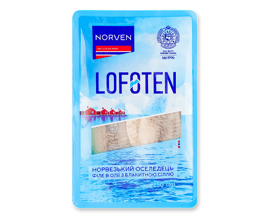 Оселедець Norven з блакитною сіллю в олії