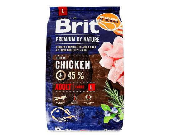 Корм для дорослих собак Brit Premium Adult L з куркою сухий