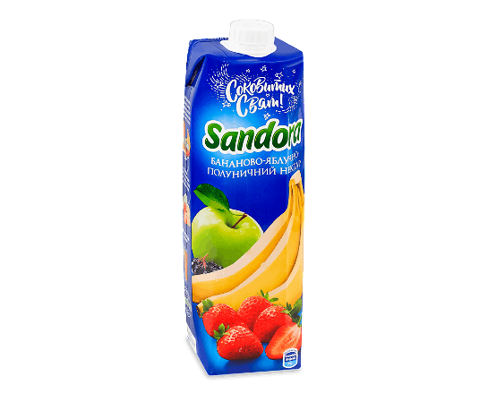 Нектар Sandora бананово-яблучно-полуничний