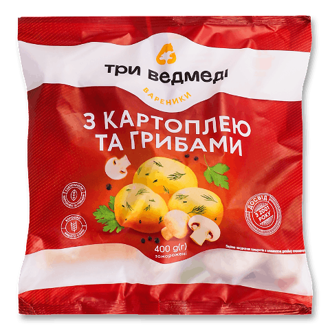 Вареники «Три ведмеді» з картоплею і грибами