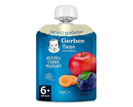 Пюре Gerber яблуко-слива-морква