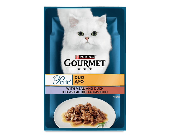 Корм для котів Gourmet Perle Duo з телятиною та качкою