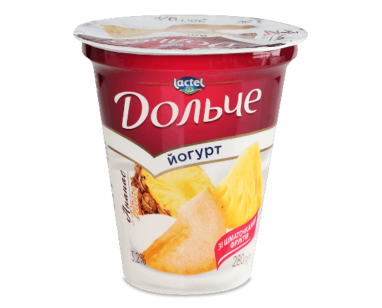 Йогурт «Дольче» з наповнювачем ананас-диня 3,2%