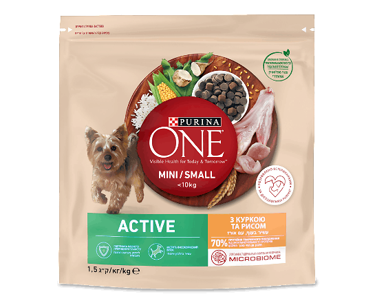 Корм для собак ONE Mini Active з куркою та рисом сухий