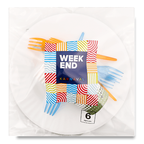 Набір Weekend посуд паперовий 23 см на 6 персон
