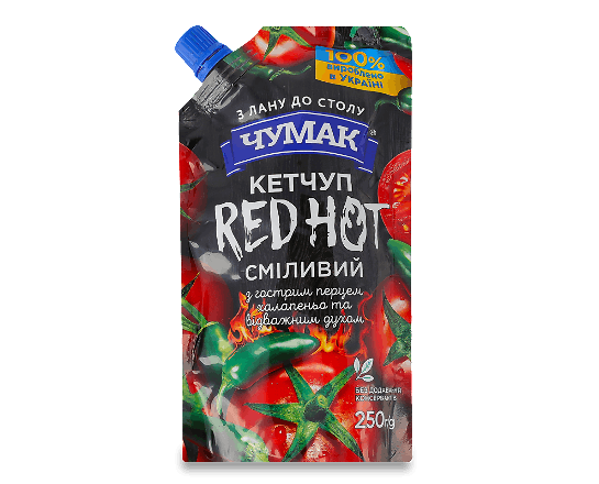 Кетчуп «Чумак» Red Hot з гострим перцем халапеньйо д/п