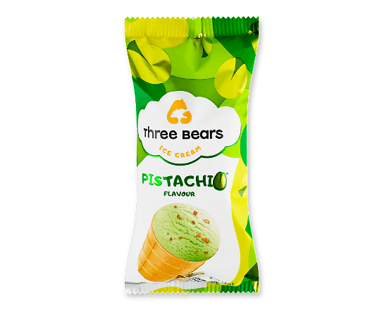 Морозиво «Три ведмеді» зі смаком фісташки у вафельному стакані