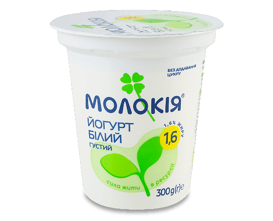 Йогурт «Молокія» білий густий 1,6%, стакан