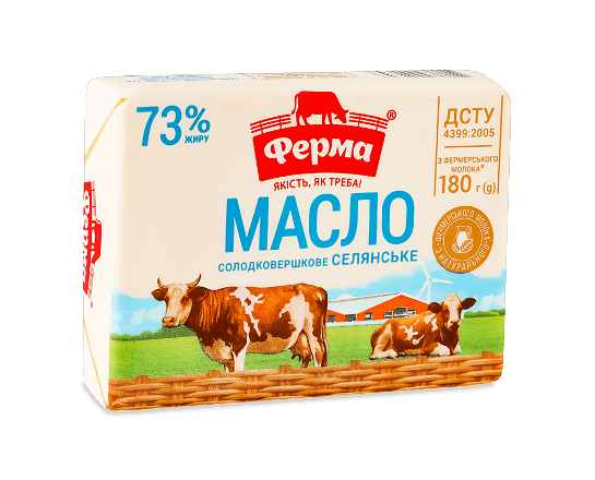 Масло солодковершкове «Ферма» «Селянське» 73%