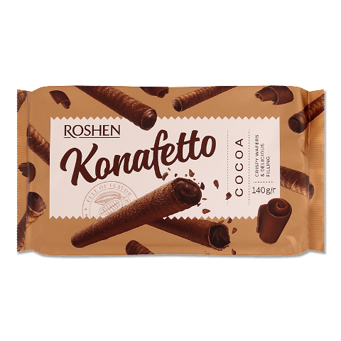 Трубочки Roshen Konafetto вафельні з начинкою крем-какао