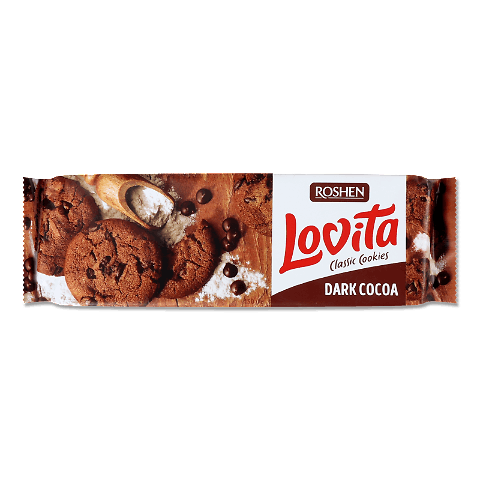Печиво Roshen Lovita Classic Cookies з какао і шматочками глазурі