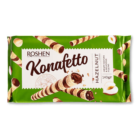 Трубочки Roshen Konafetto вафельні з горіховою начинкою