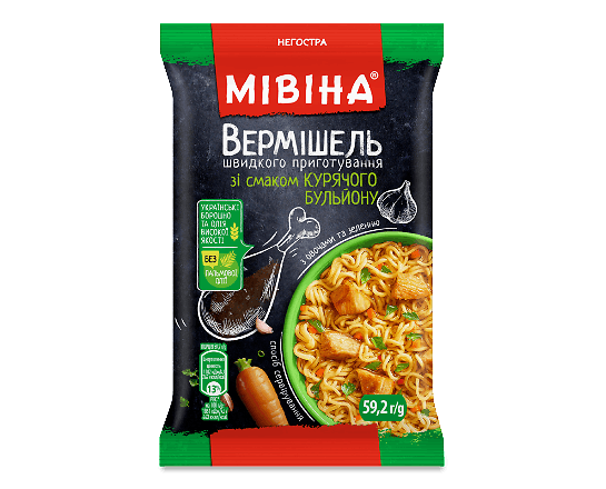 Вермішель «Мівіна» зі смаком курячого бульйону негостра
