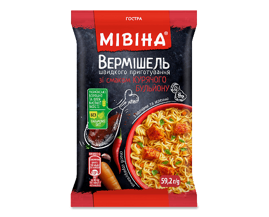 Вермішель «Мівіна» зі смаком курки гостра