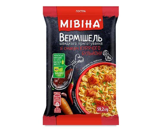 Вермішель «Мівіна» зі смаком курки гостра
