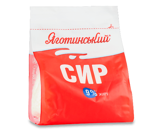 Сир кисломолочний «Яготинський» 9%