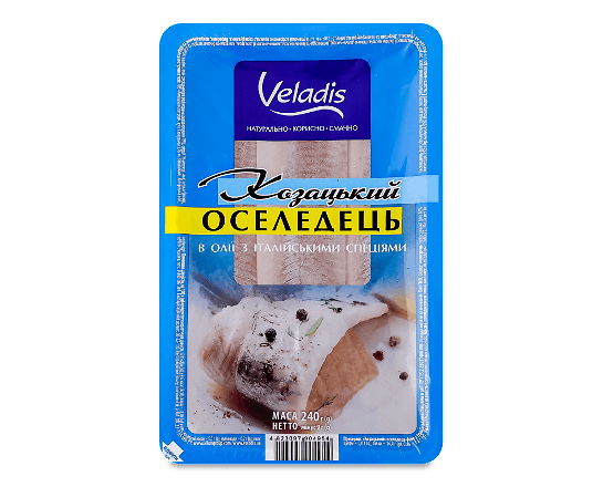 Оселедець Veladis Козацький філе в олії з італійських спеціях