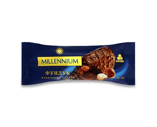 Морозиво «Рудь» Millennium молочний шоколад-фундук