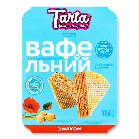 Торт Tarta «Вафельний» зі згущеним молоком та маком