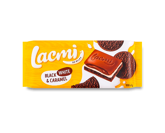 Шоколад молочний Roshen Lacmi Black-White & Caramel