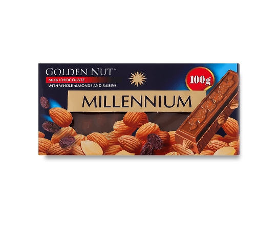 Шоколад молочний Millennium Golden Nut мигдаль-родзинки