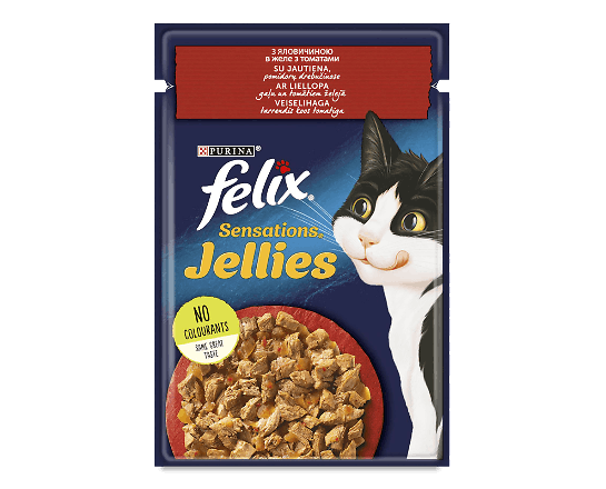 Корм для котів Felix Jellies Sensations з яловичиною в желе