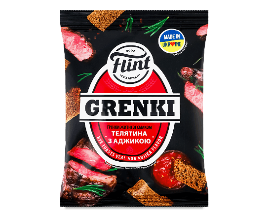 Грінки Flint житні зі смаком «Телятина з аджикою»