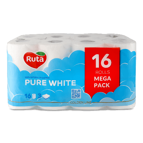 Папір туалетний Ruta Pure White білий 3-шаровий