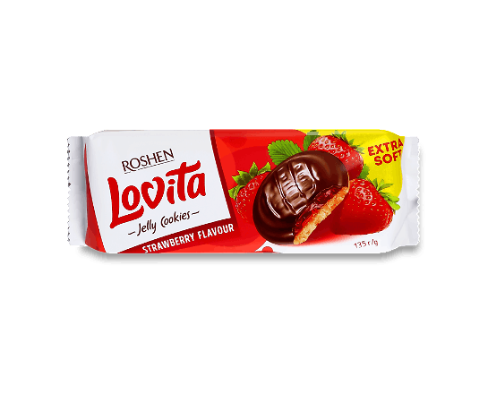 Печиво Roshen Lovita Jelly Cookies зі смаком полуниці