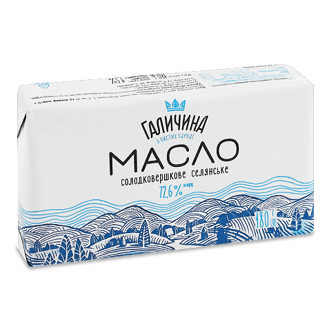 Масло солодковершкове «Галичина» «Селянське» 72,6%