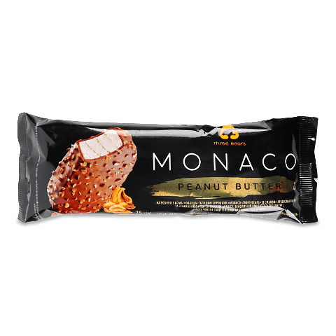 Морозиво Три ведмеді Monaco зі смаком арахісової пасти, глазуроване